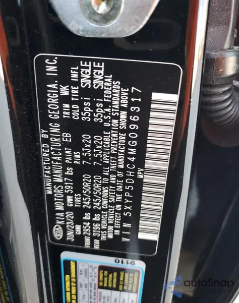 2021 Kia Telluride Sx из США, поврежденный, VIN 5XYP5DHC4MG096317